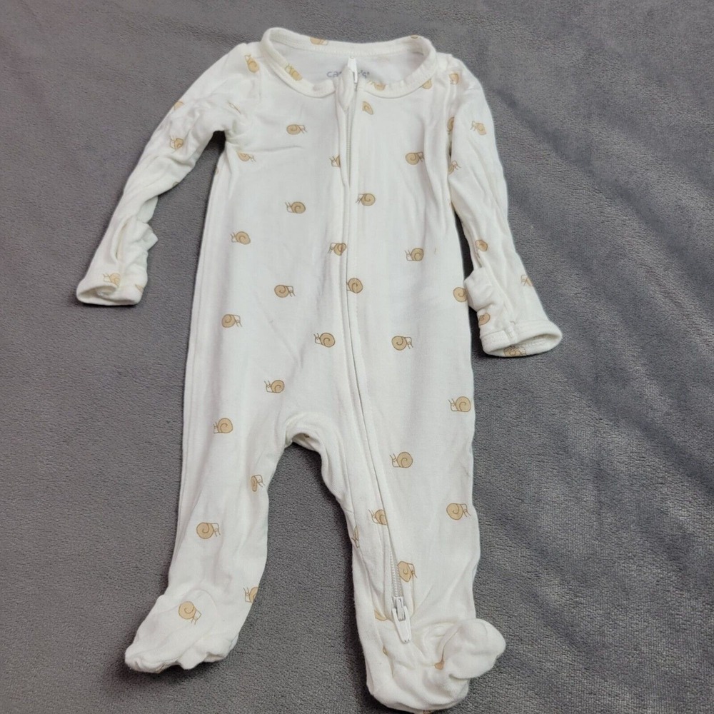Carters Baby Snail Print White Footed PJ Preemie Lenzing Ecovero Viscose Sleeper
